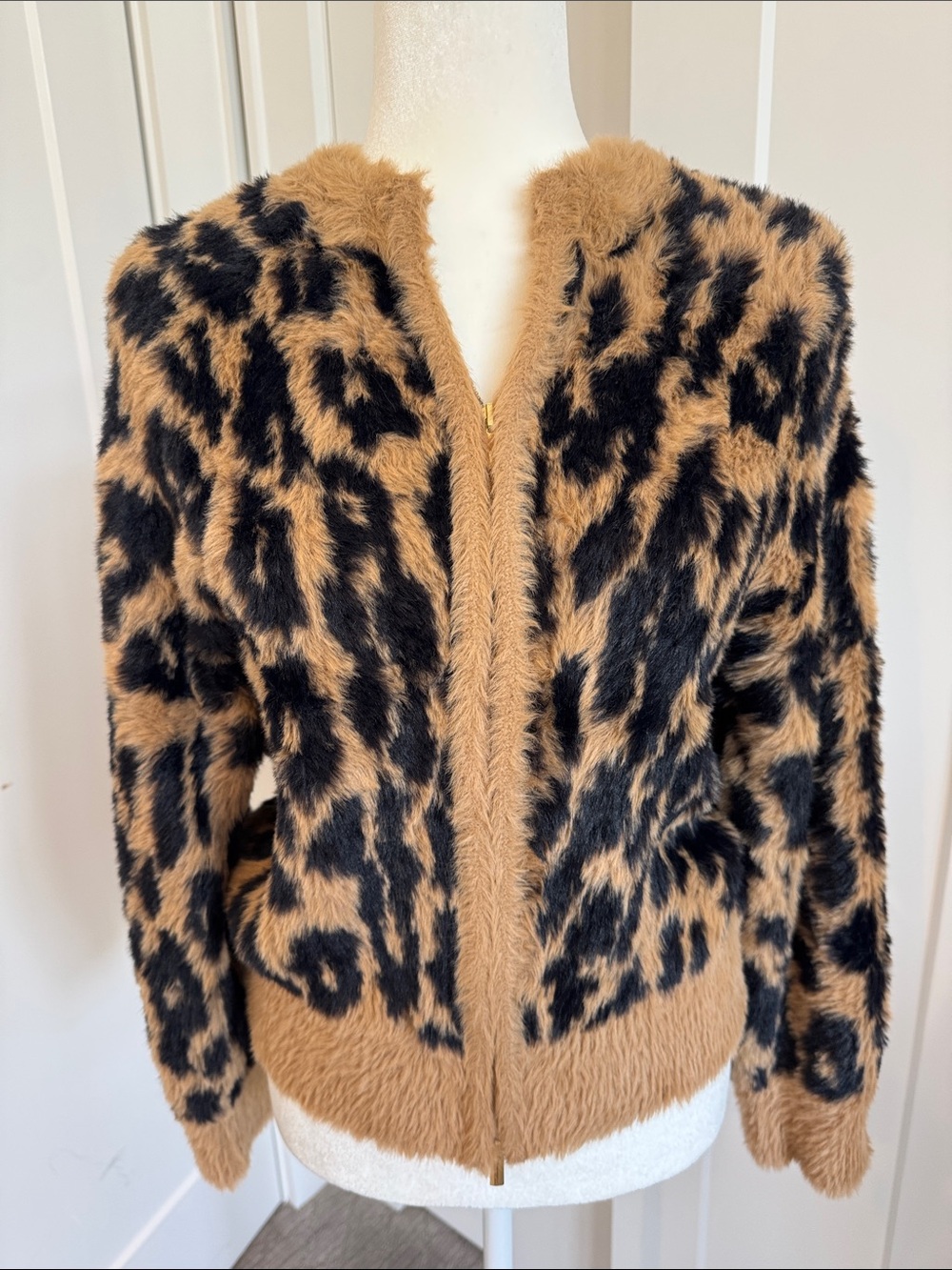 next Leopard Print Teddy Jacket in Tan and Black